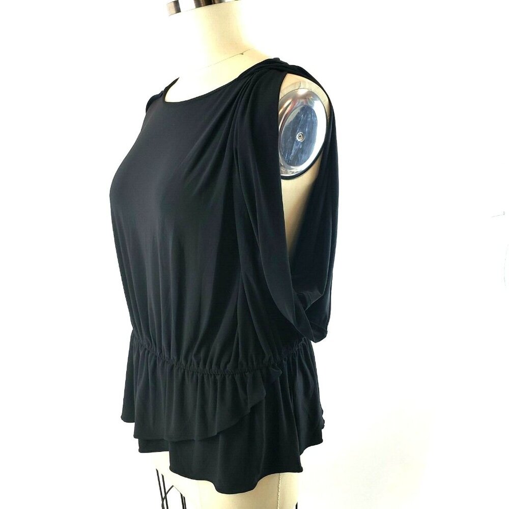 Tahari Jersey Peplum Top Cold Shoulder
